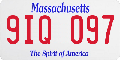MA license plate 9IQ097