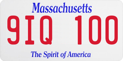 MA license plate 9IQ100