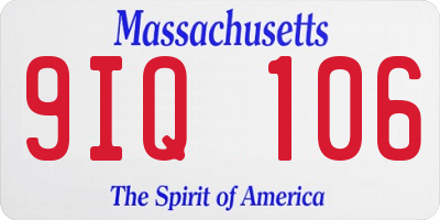 MA license plate 9IQ106