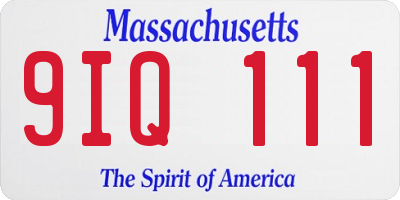 MA license plate 9IQ111