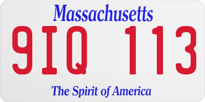 MA license plate 9IQ113