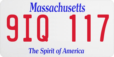 MA license plate 9IQ117