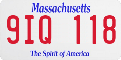 MA license plate 9IQ118