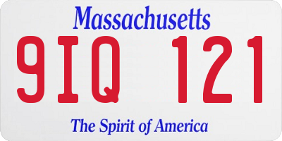 MA license plate 9IQ121