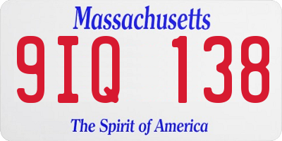MA license plate 9IQ138