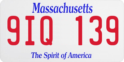 MA license plate 9IQ139