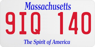 MA license plate 9IQ140