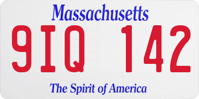 MA license plate 9IQ142