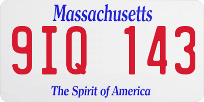 MA license plate 9IQ143