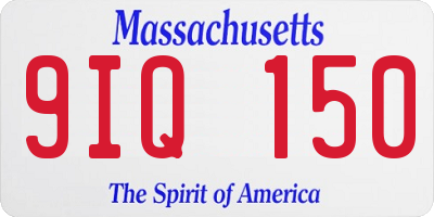 MA license plate 9IQ150