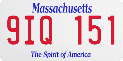 MA license plate 9IQ151
