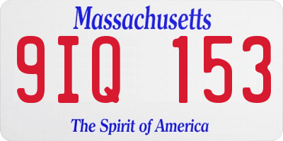 MA license plate 9IQ153