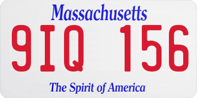 MA license plate 9IQ156