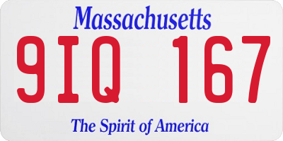 MA license plate 9IQ167