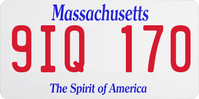 MA license plate 9IQ170