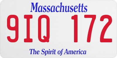 MA license plate 9IQ172