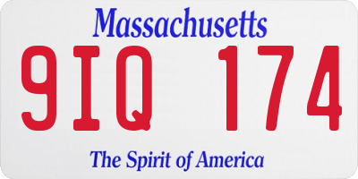 MA license plate 9IQ174