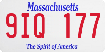 MA license plate 9IQ177