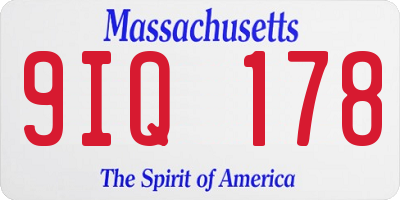 MA license plate 9IQ178