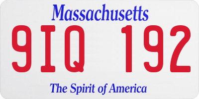 MA license plate 9IQ192