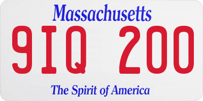 MA license plate 9IQ200