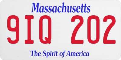 MA license plate 9IQ202