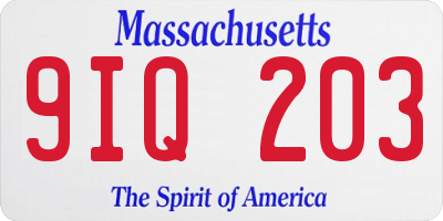 MA license plate 9IQ203