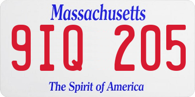 MA license plate 9IQ205