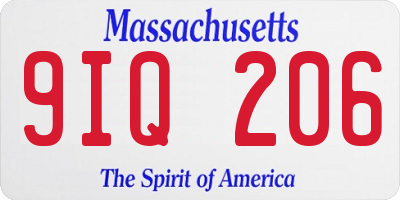 MA license plate 9IQ206