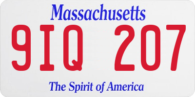 MA license plate 9IQ207