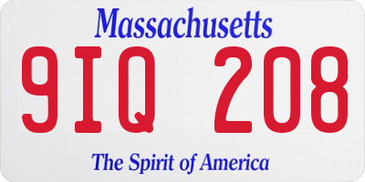 MA license plate 9IQ208