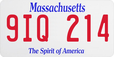 MA license plate 9IQ214