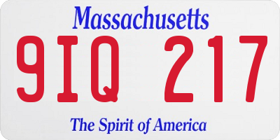 MA license plate 9IQ217