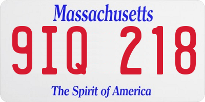 MA license plate 9IQ218