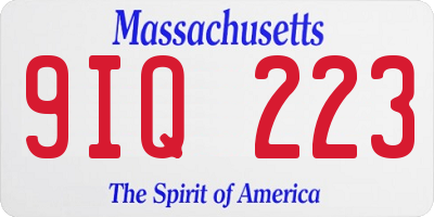 MA license plate 9IQ223