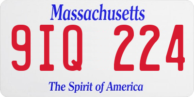MA license plate 9IQ224