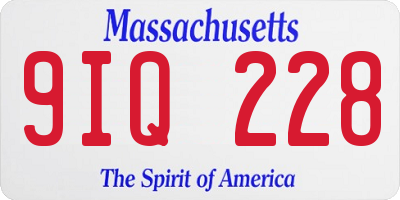 MA license plate 9IQ228