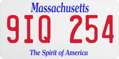 MA license plate 9IQ254