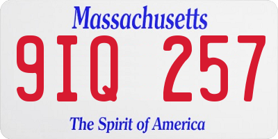 MA license plate 9IQ257