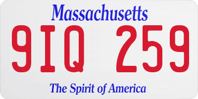 MA license plate 9IQ259
