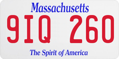 MA license plate 9IQ260