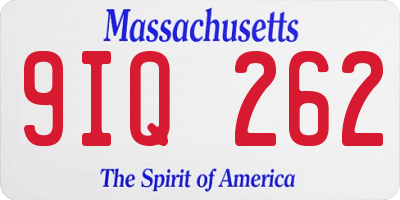 MA license plate 9IQ262