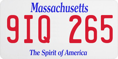 MA license plate 9IQ265