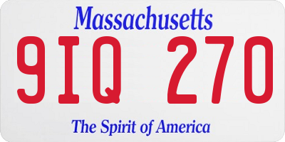 MA license plate 9IQ270