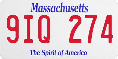 MA license plate 9IQ274