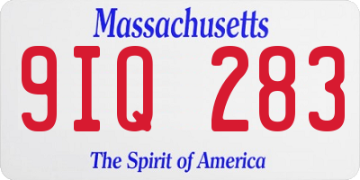 MA license plate 9IQ283