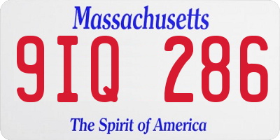 MA license plate 9IQ286
