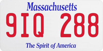 MA license plate 9IQ288