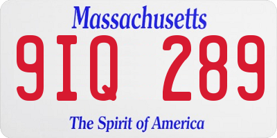 MA license plate 9IQ289