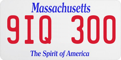 MA license plate 9IQ300